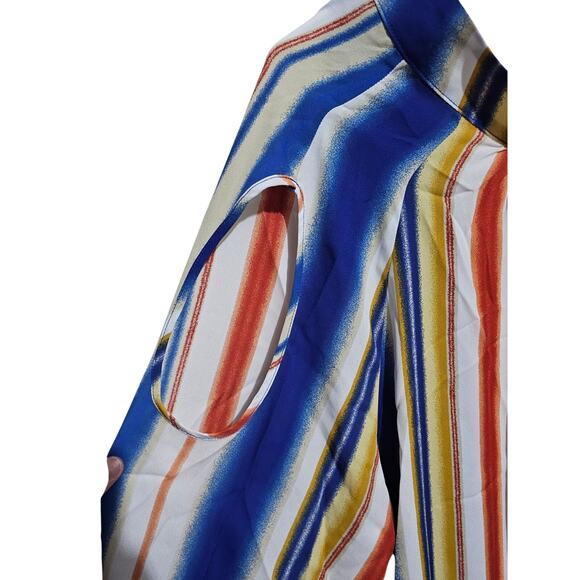 NEW Ashley Stewart Blouse Womens Top Cold Shoulder Striped Plus Size 22/24 (832 - Picture 3 of 5